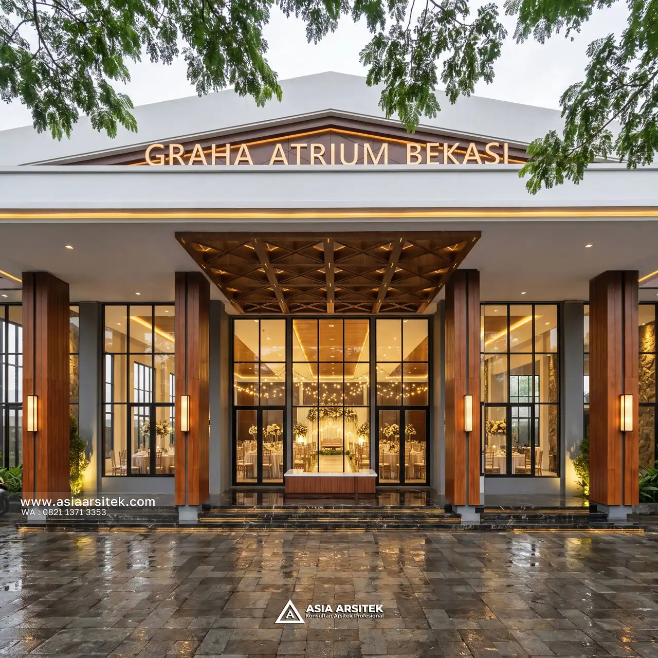 Desain Fasad Aula Modern 1 Lantai Bapak HRY di Bekasi Jawa Barat