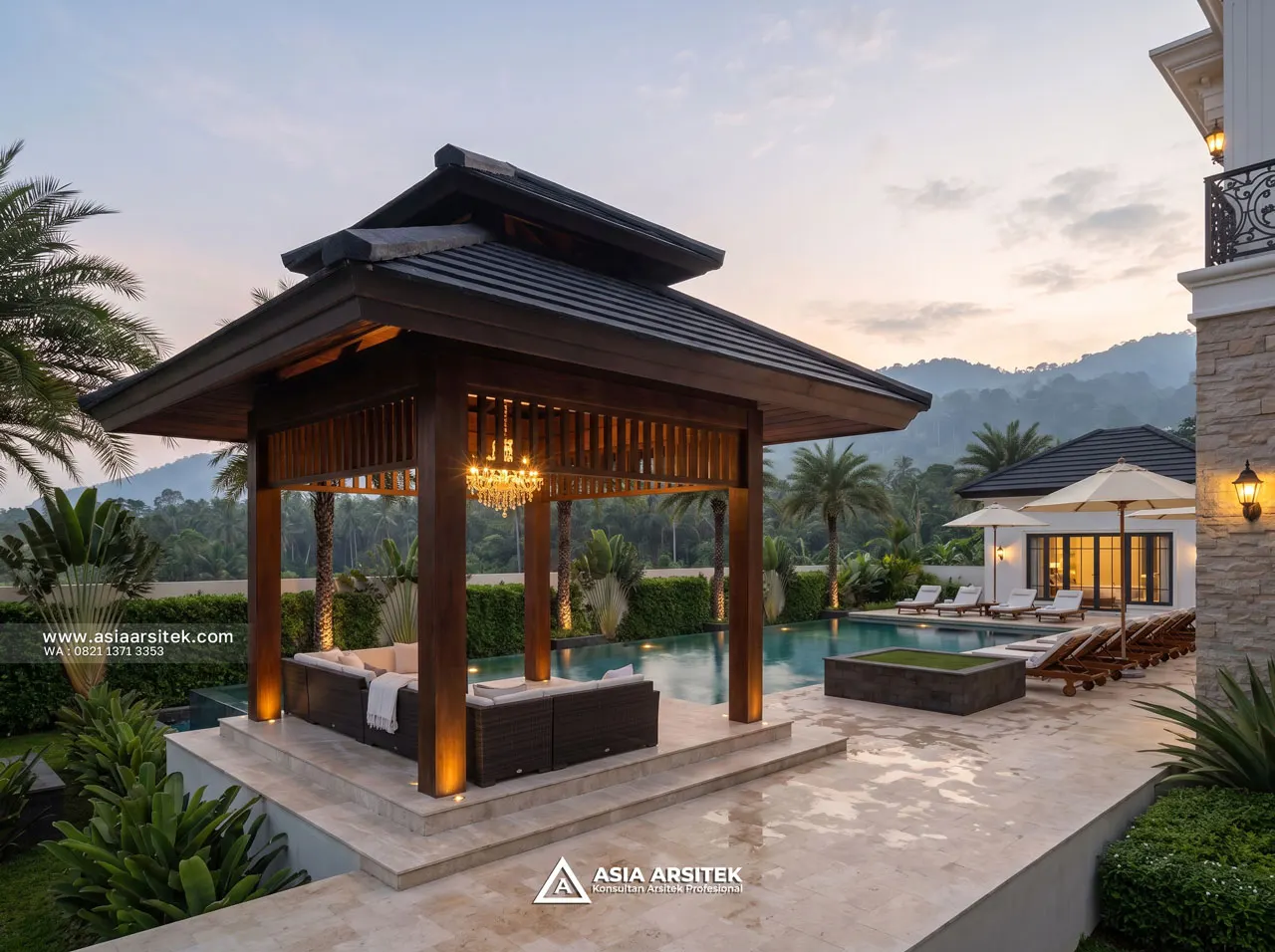 Desain Gazebo Villa Mansion Mewah 2 Lantai Bapak BN di Cisarua Bogor