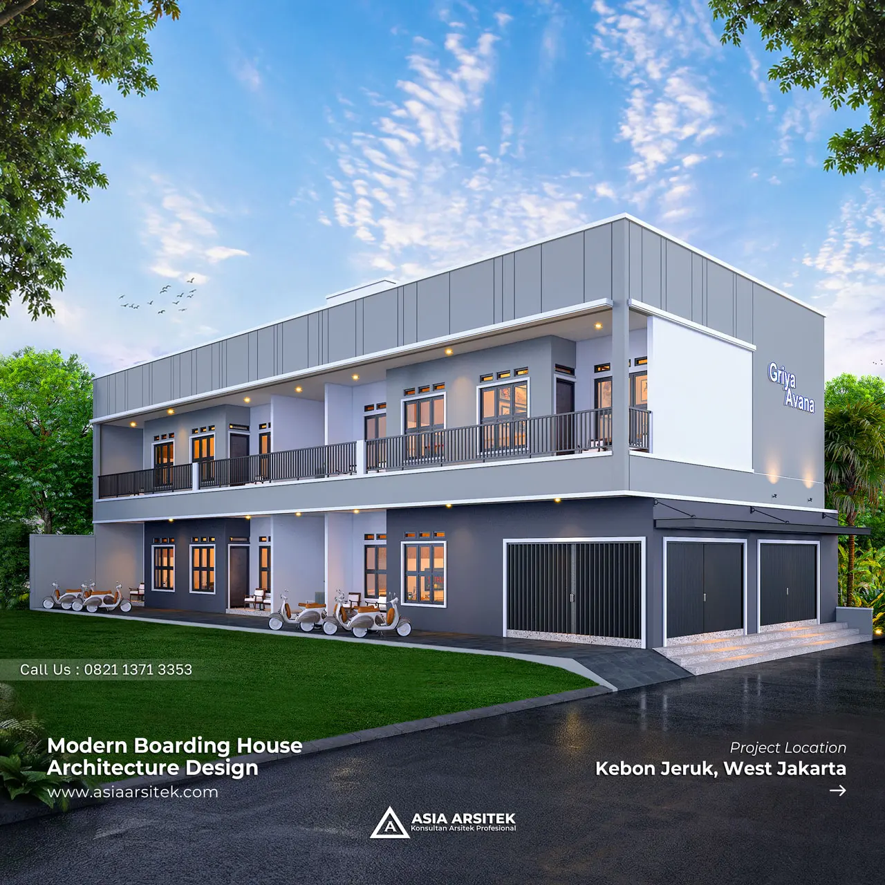 Desain Kost Modern 2 Lantai Bapak H DSR di Kebon Jeruk Jakarta Barat