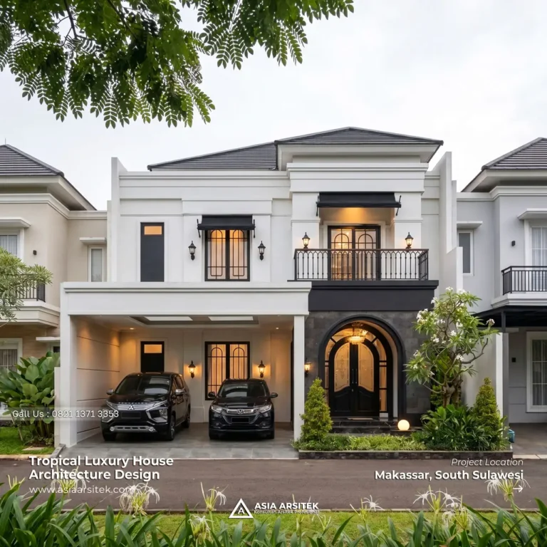 Desain Rumah Tropis 2 Lantai Ibu WT di Makassar Sulawesi Selatan
