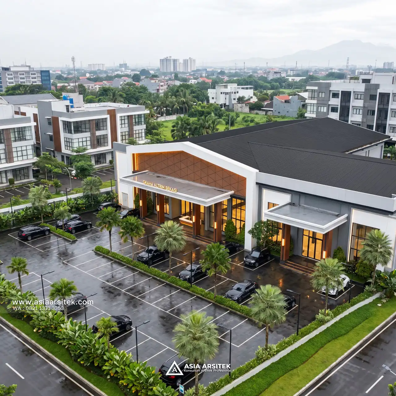 Desain Tampak Atas Aula Modern 1 Lantai Bapak HRY di Bekasi Jawa Barat