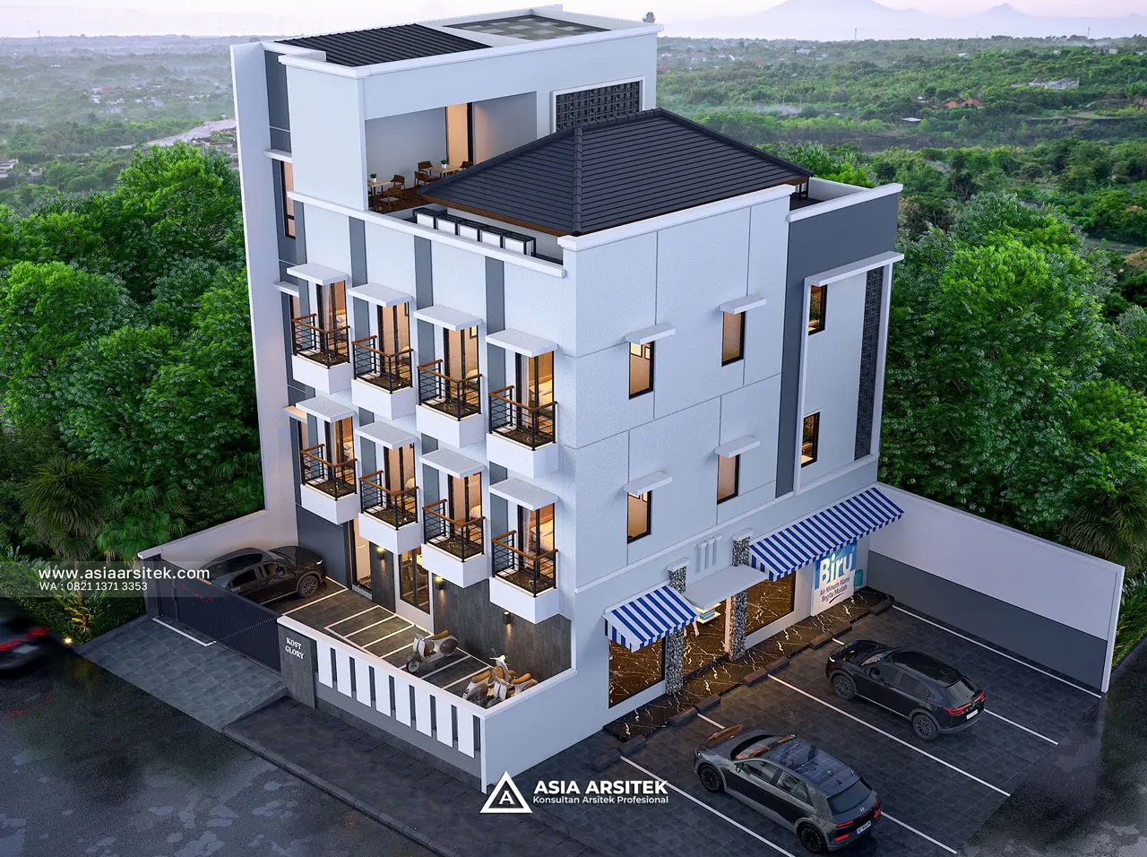 Desain Tampak Atas Kos Kosan 3 Lantai Ibu GLR di Kembangan Jakarta Barat