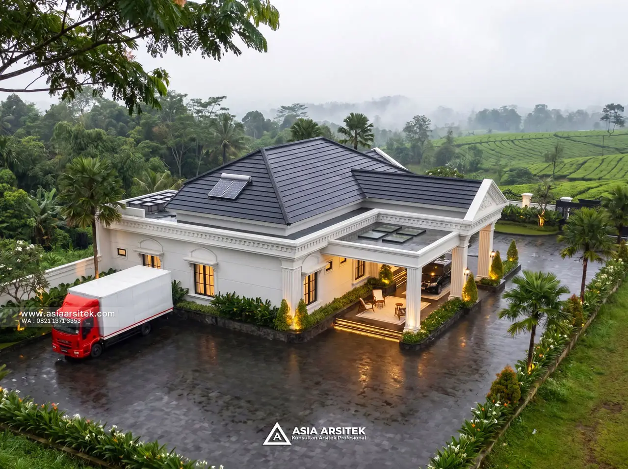 Desain Tampak Atas Rumah Klasik 1 Lantai Bapak NKH di Pangkal Pinang Bangka Belitung