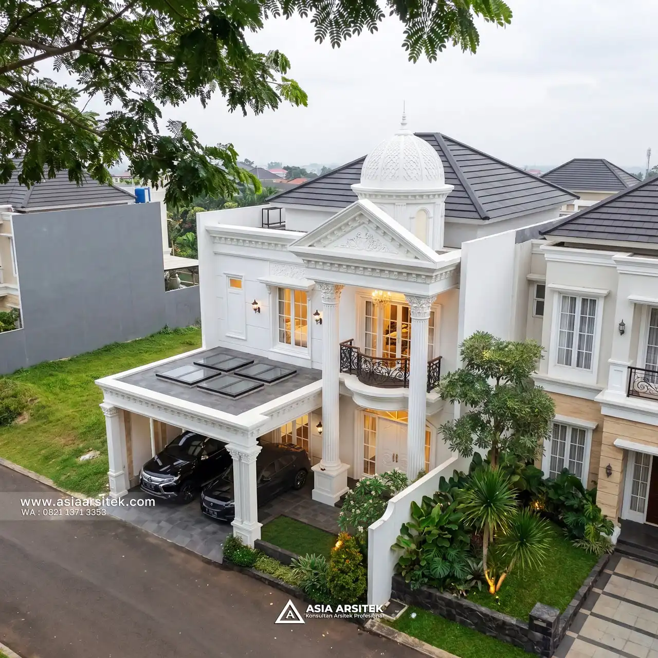 Desain Tampak Atas Rumah Klasik 2 Lantai Bapak H. NRH di Banjarbaru Kalimantan Selatan