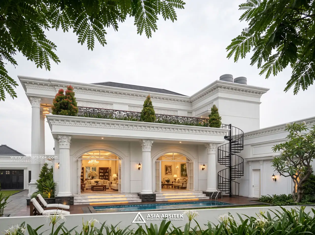 Desain Tampak Belakang Rumah Klasik 2 Lantai Bapak FDL di Padang Sumatra Barat