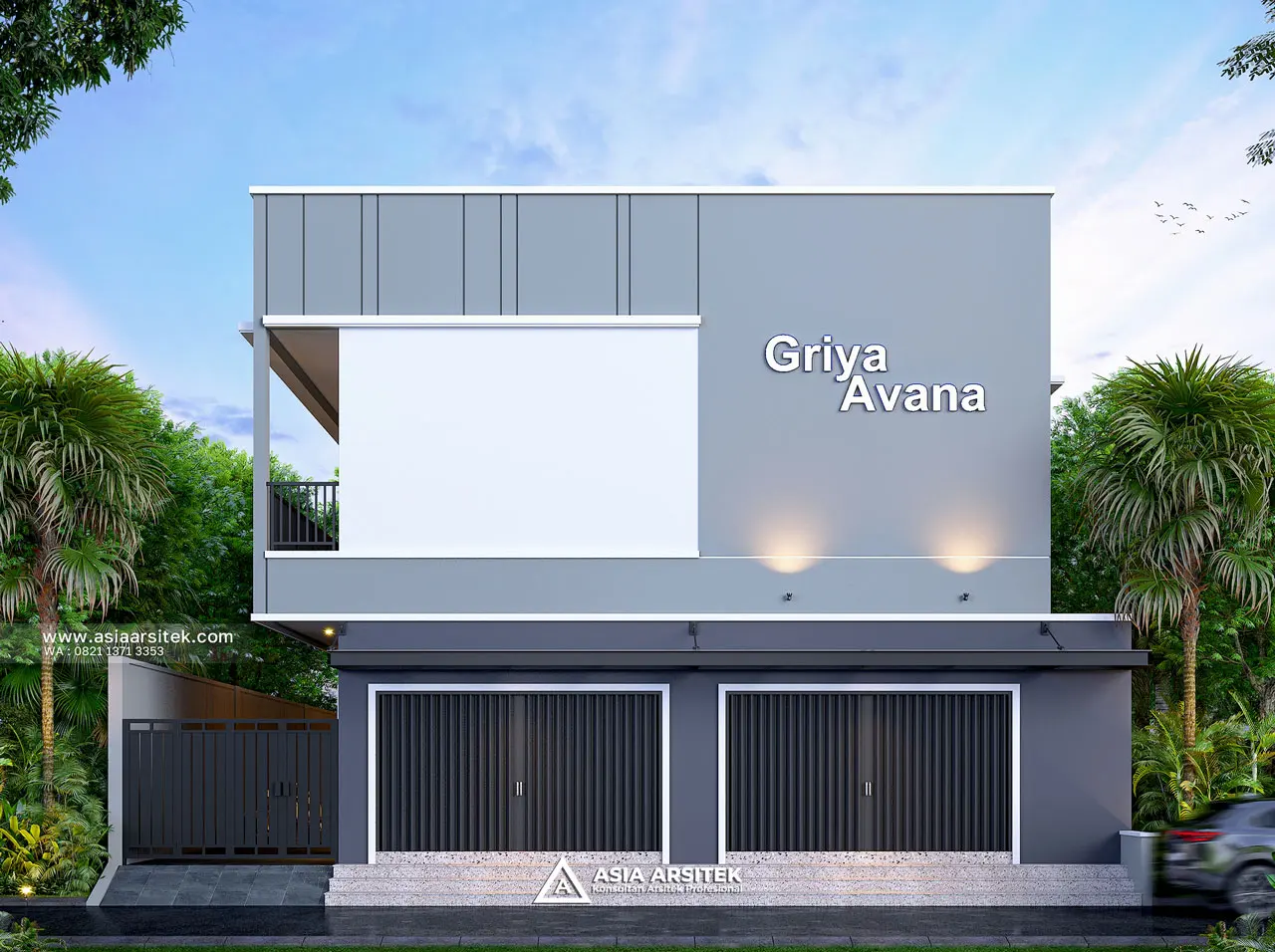 Desain Tampak Depan Kost Modern 2 Lantai Bapak H DSR di Kebon Jeruk Jakarta Barat