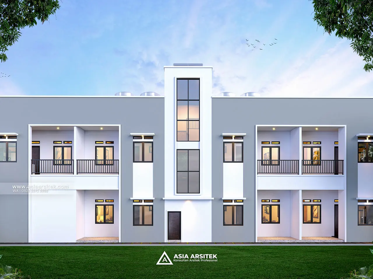 Desain Tampak Samping Kanan Kost Modern 2 Lantai Bapak H DSR di Kebon Jeruk Jakarta Barat