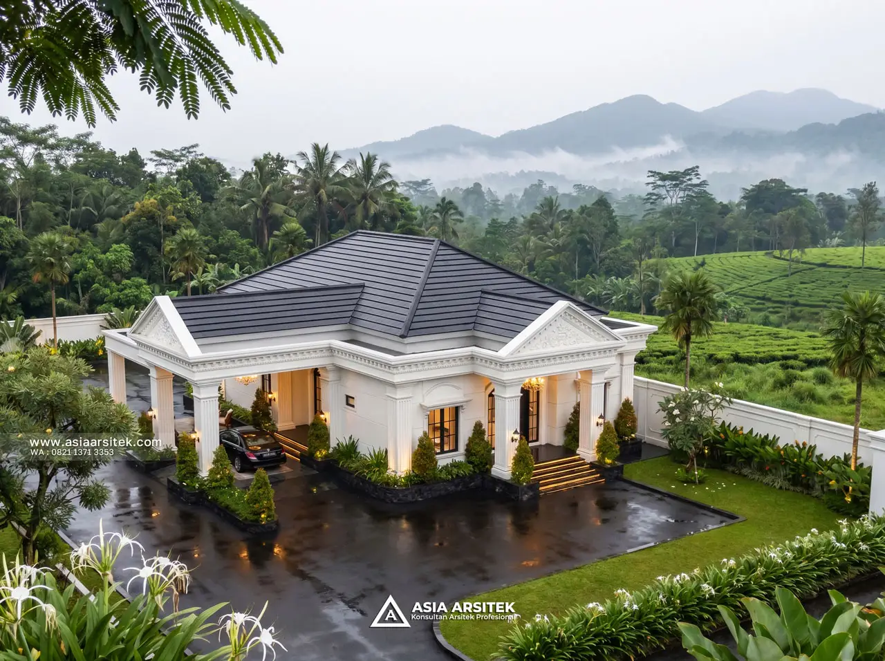Desain View Atas Rumah Klasik 1 Lantai Bapak NKH di Pangkal Pinang Bangka Belitung
