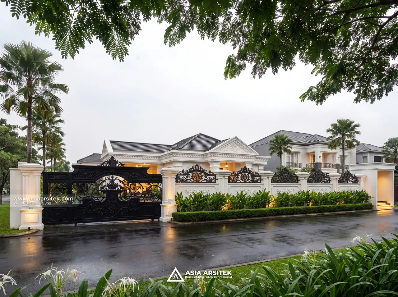 Desain View Depan Pagar Rumah Klasik 1 Lantai Bapak NKH di Pangkal Pinang Bangka Belitung