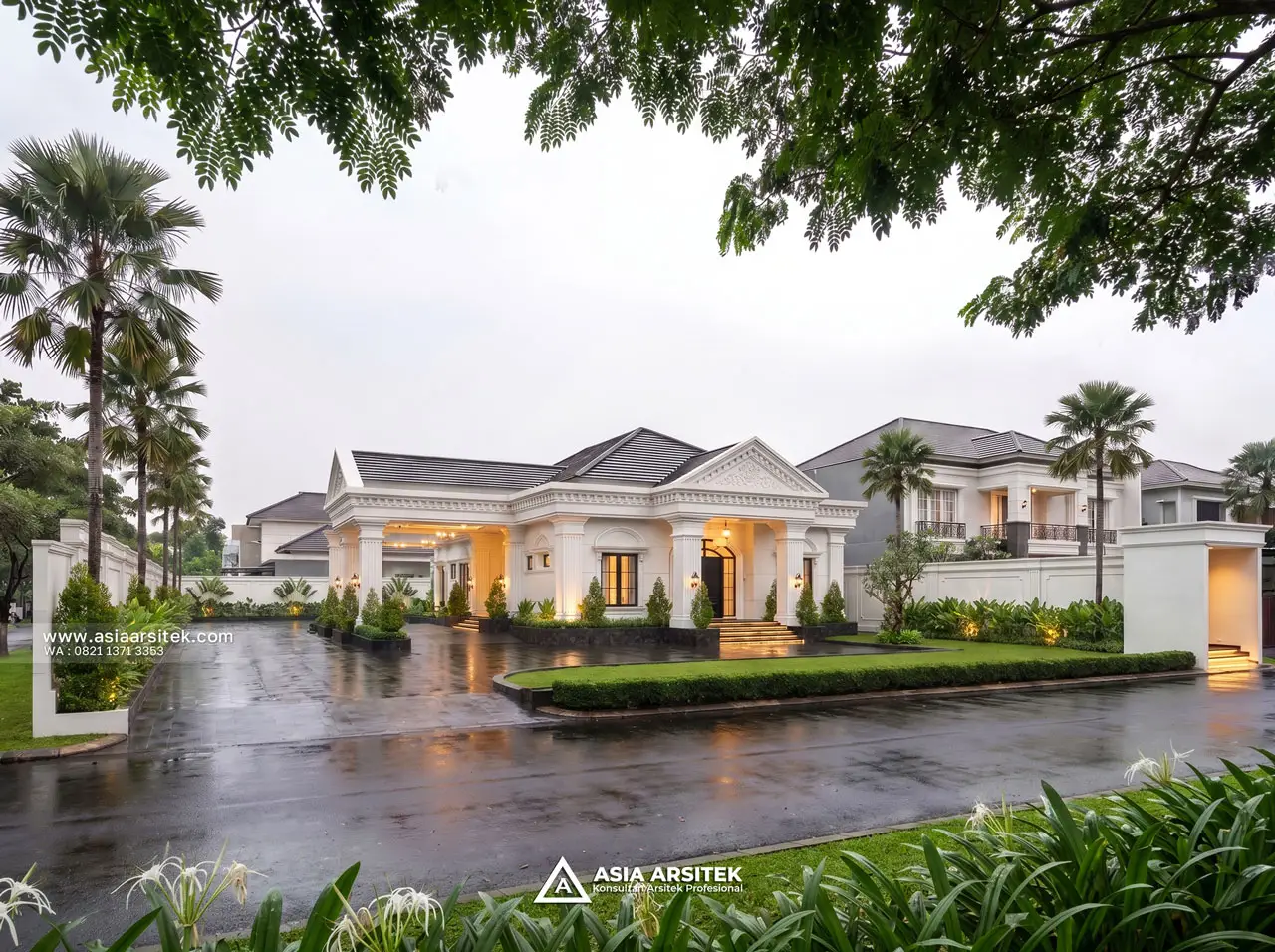 Desain View Depan Rumah Klasik 1 Lantai Bapak NKH di Pangkal Pinang Bangka Belitung