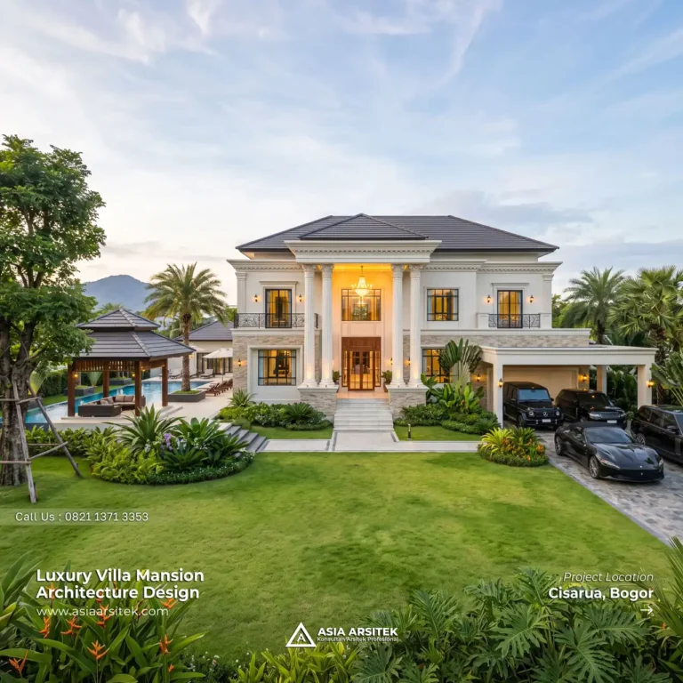 Desain Villa Mansion Mewah 2 Lantai Bapak BN di Cisarua Bogor