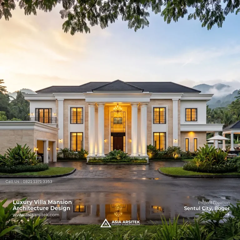 Desain Villa Mansion Mewah 2 Lantai Bapak EB di Sentul City Bogor