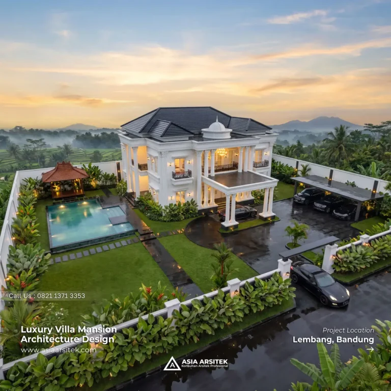 Desain Villa Mansion Mewah 2 Lantai Bapak EBN di Lembang Bandung