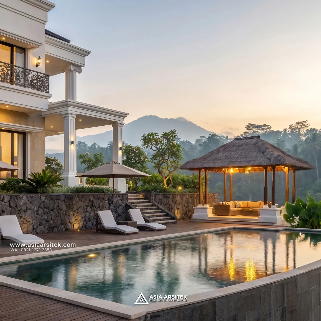 Desain Villa Mansion Mewah 2 Lantai Bapak ERW di Puncak Bogor 2