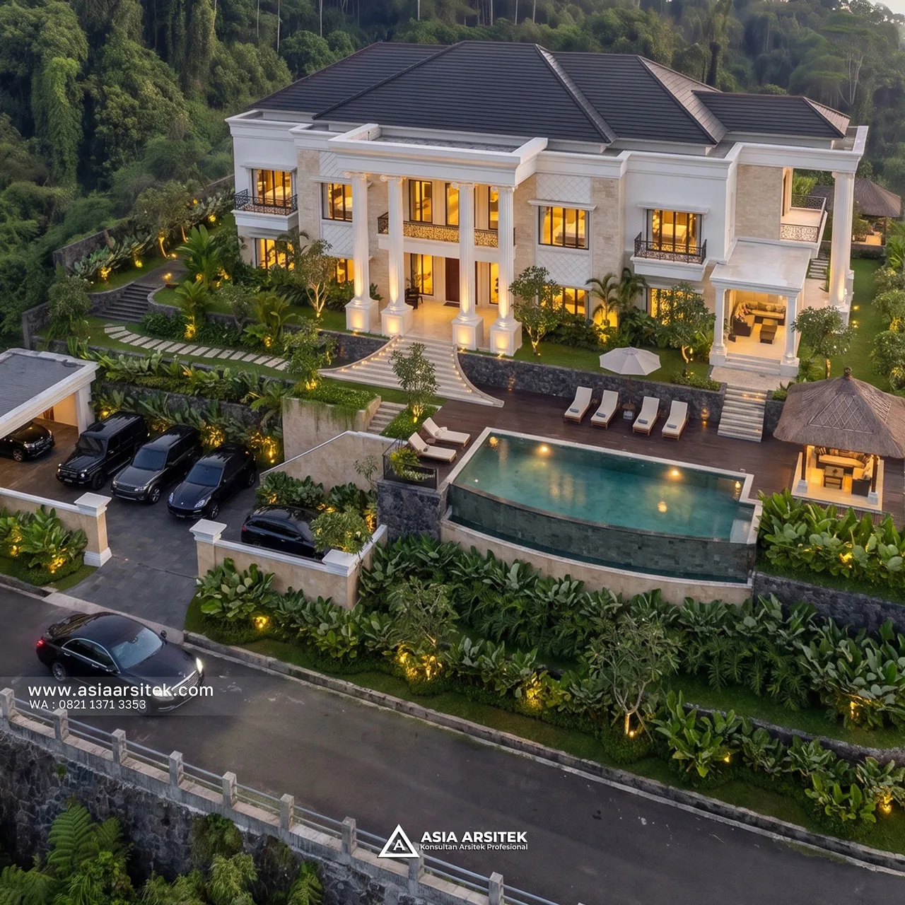 Desain Villa Mansion Mewah 2 Lantai Bapak ERW di Puncak Bogor 3