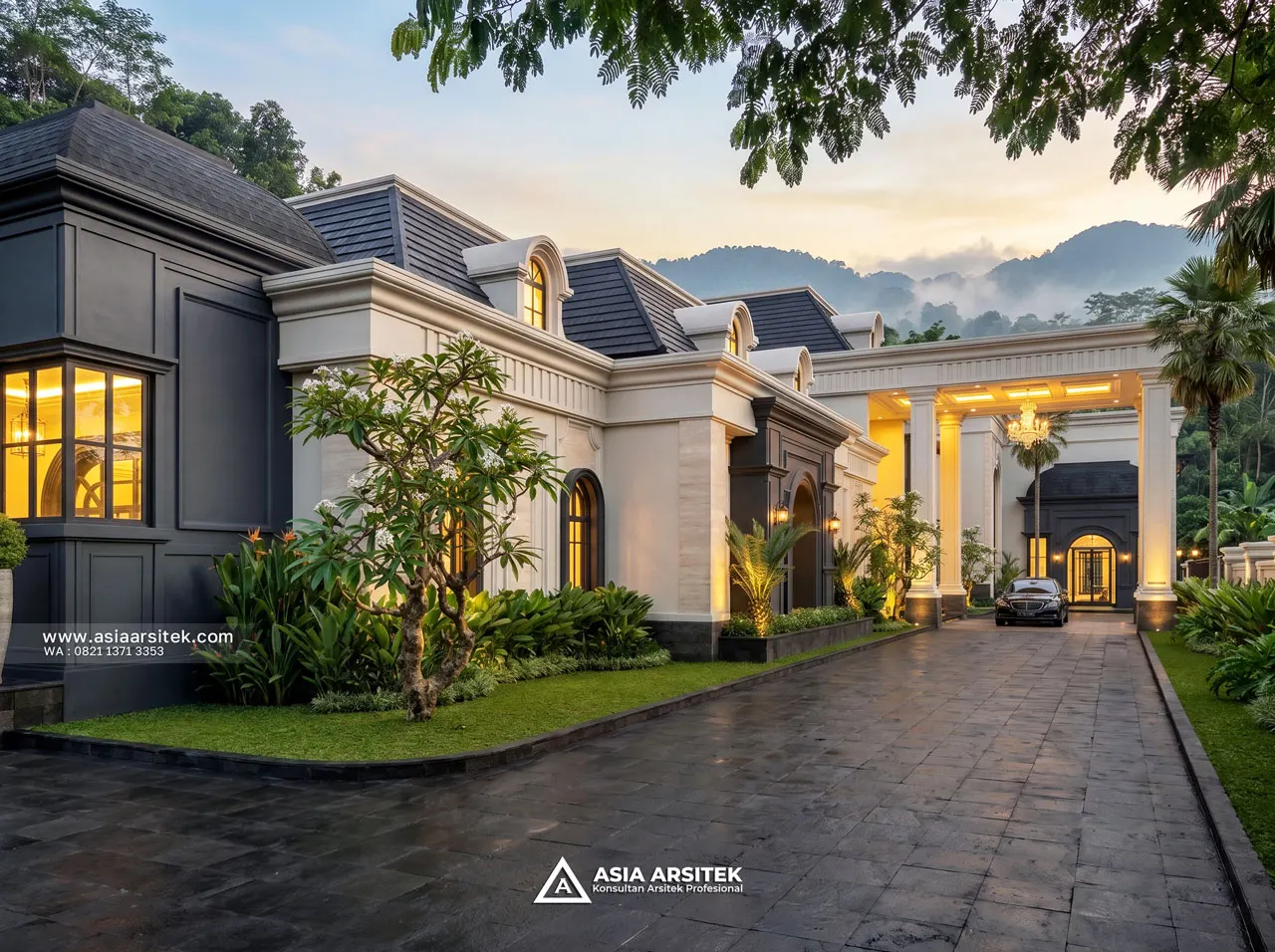 Jasa Desain Arsitek Carport Rumah Klasik 1 Lantai Bapak JHN di Serang Banten