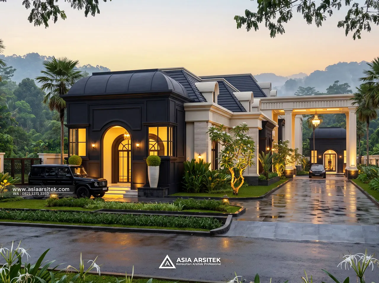 Jasa Desain Arsitek Samping Kiri Rumah Klasik 1 Lantai Bapak JHN di Serang Banten