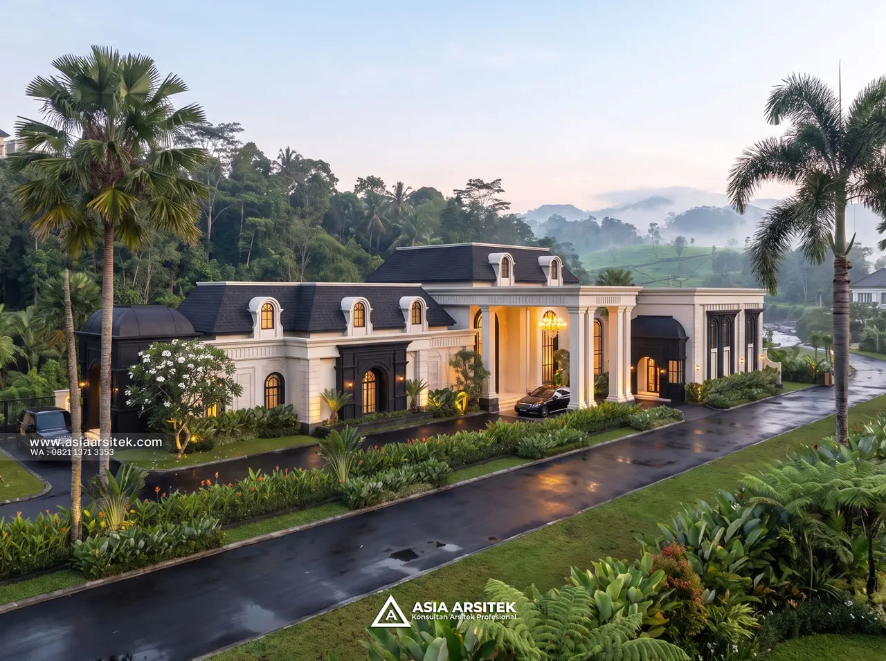 Jasa Desain Arsitek Tampak Atas Rumah Klasik 1 Lantai Bapak JHN di Serang Banten