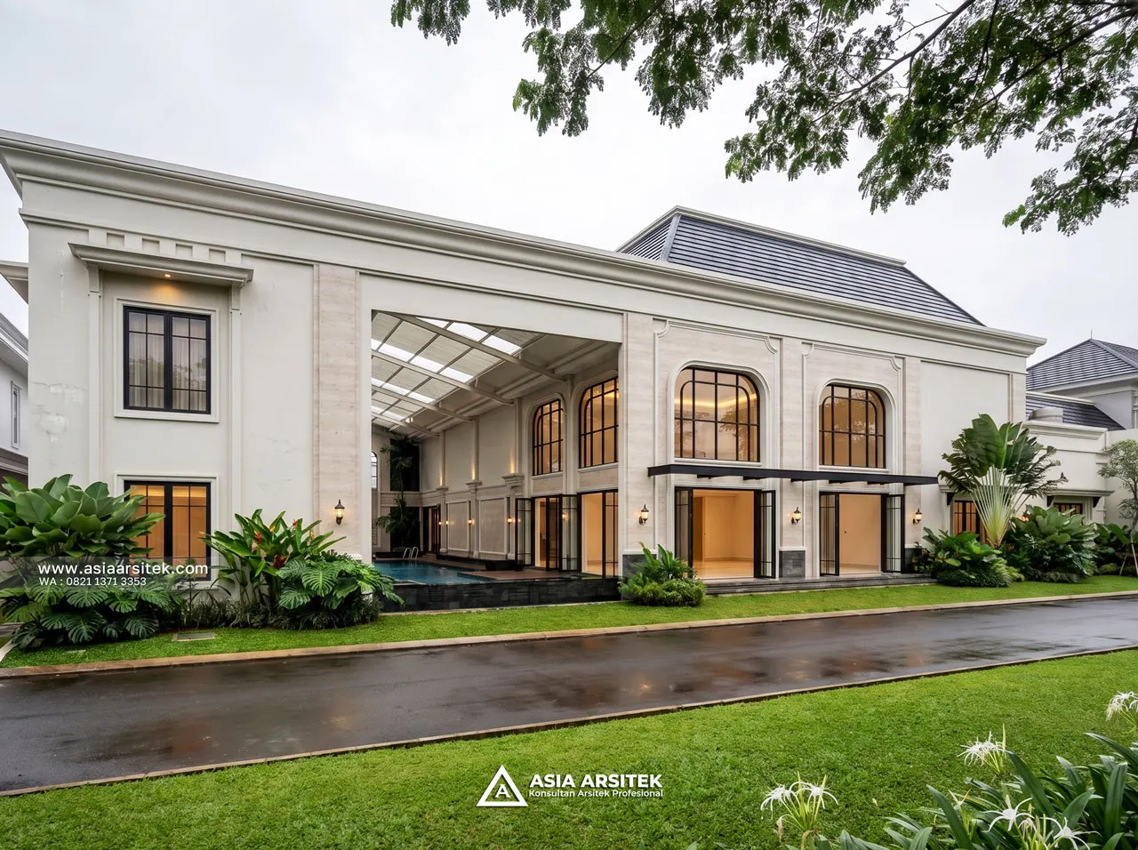 Jasa Desain Arsitek Tampak Belakang Rumah Klasik 1 Lantai Bapak JHN di Serang Banten