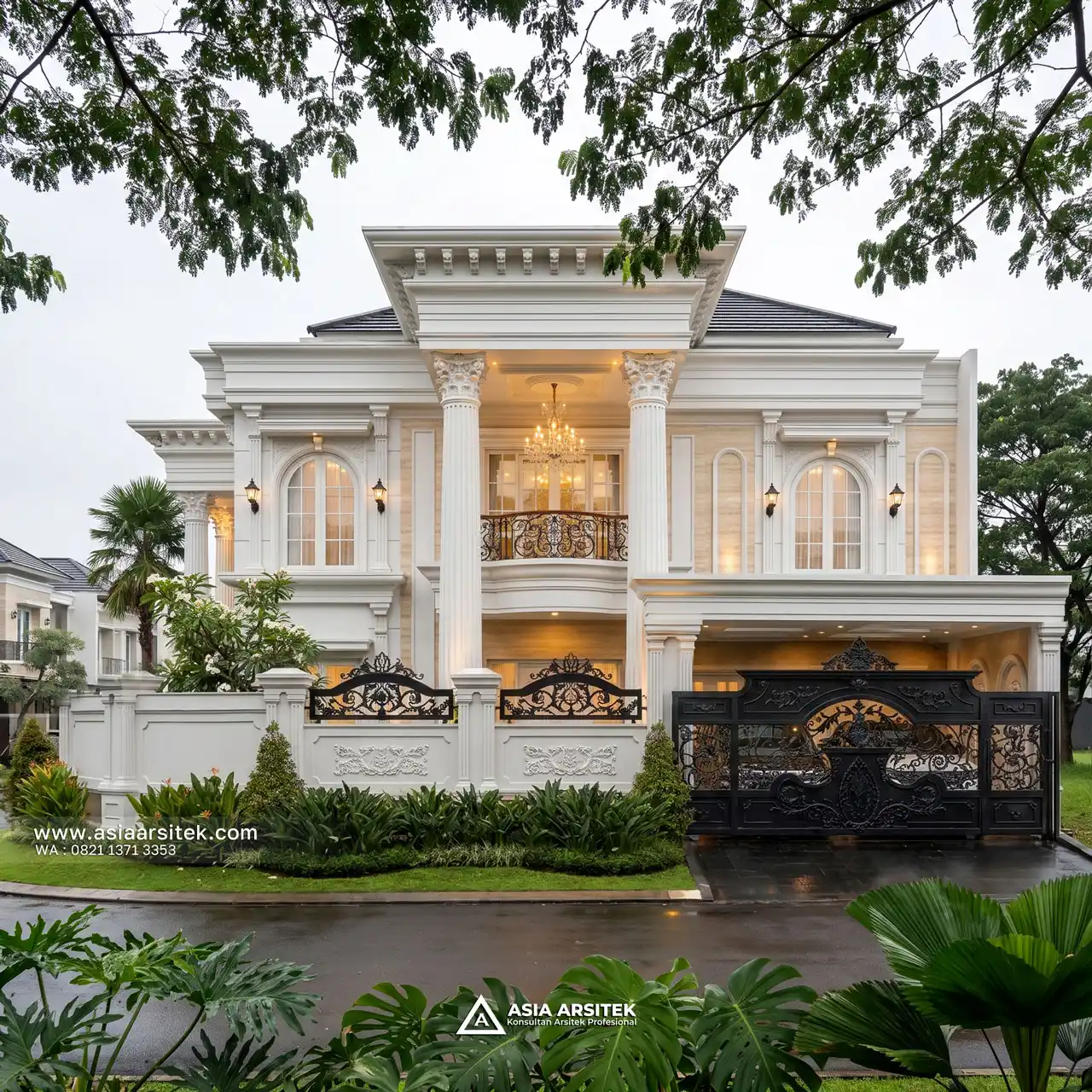 Jasa Desain Depan Pagar Rumah Klasik 2 Lantai Ibu SRC di Kota Cibubur Bekasi