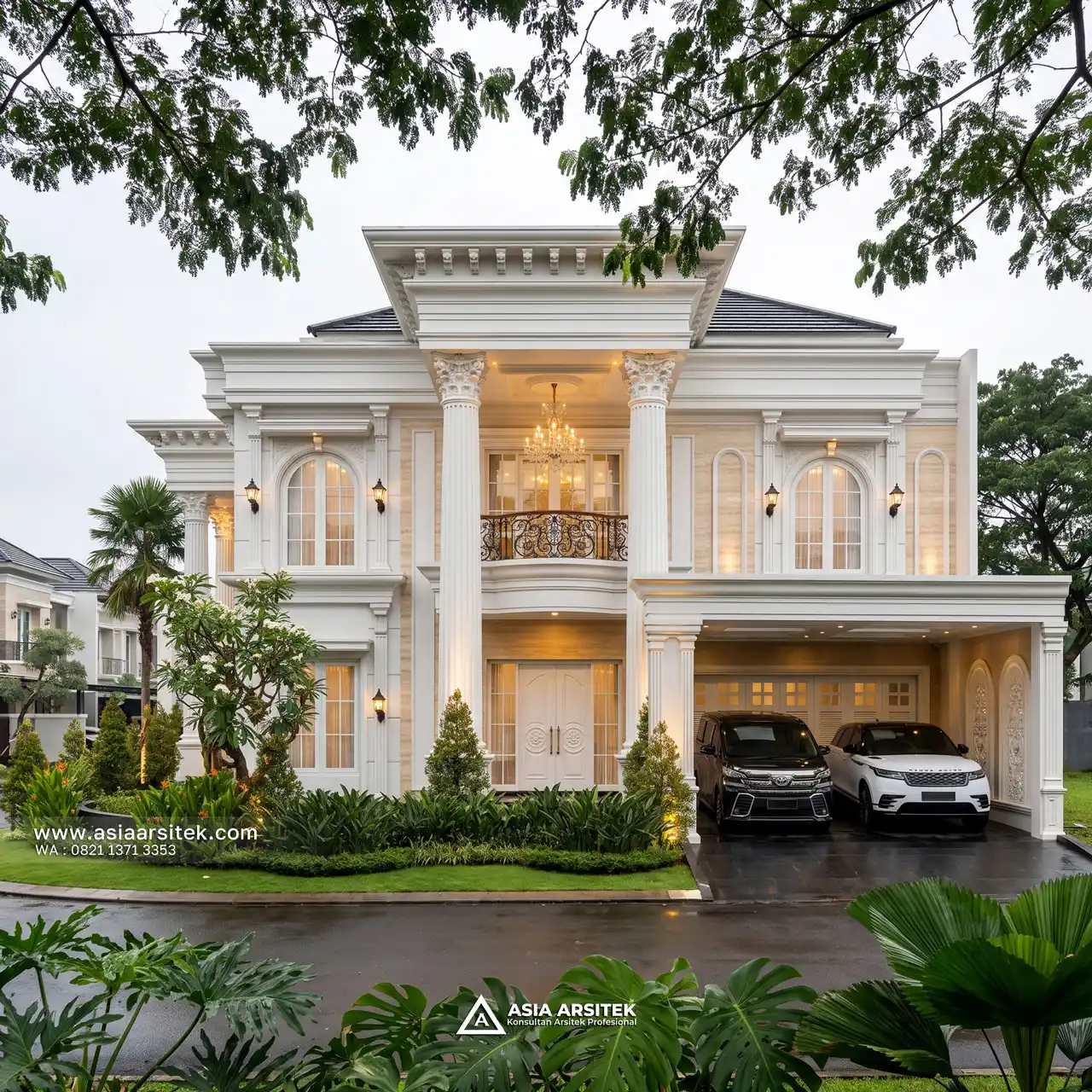 Jasa Desain Depan Rumah Klasik 2 Lantai Ibu SRC di Kota Cibubur Bekasi