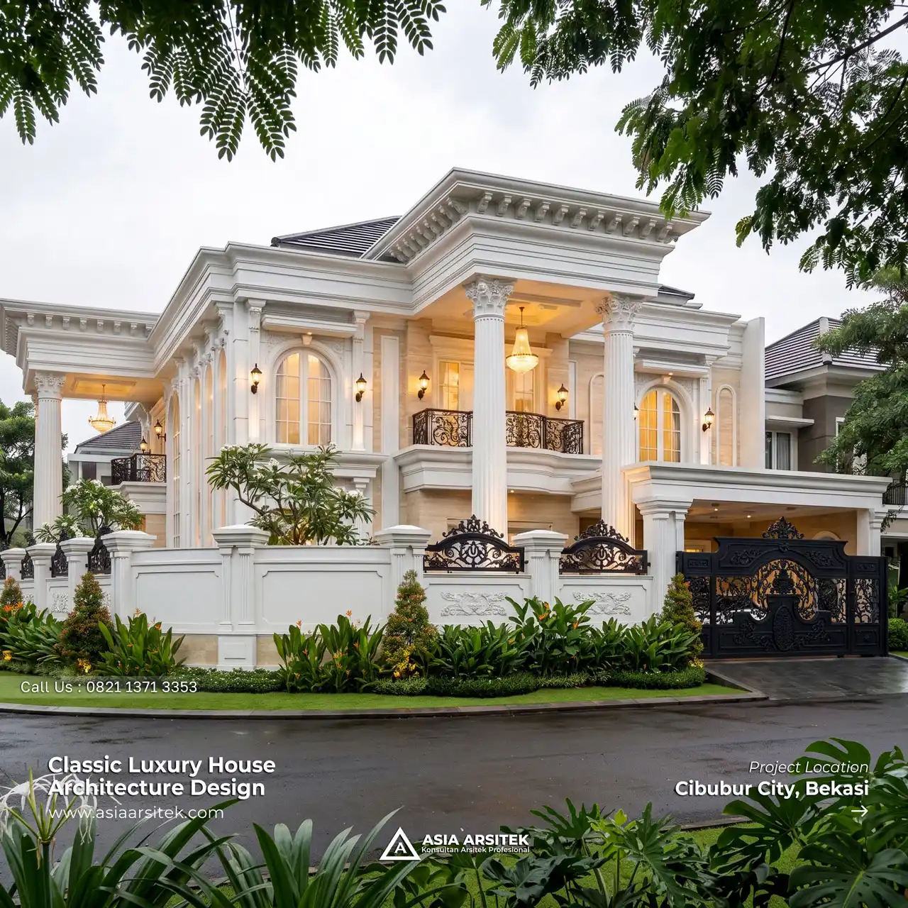 Jasa Desain Rumah Klasik 2 Lantai Ibu SRC di Kota Cibubur Bekasi