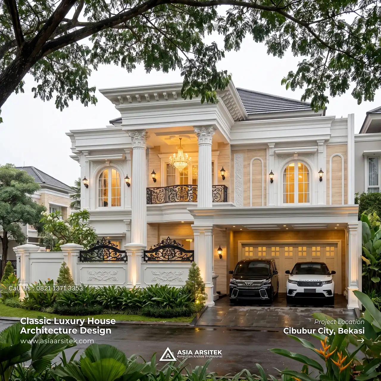 Jasa Desain Rumah Klasik 2 Lantai Ibu SRC di Kota Cibubur Bekasi