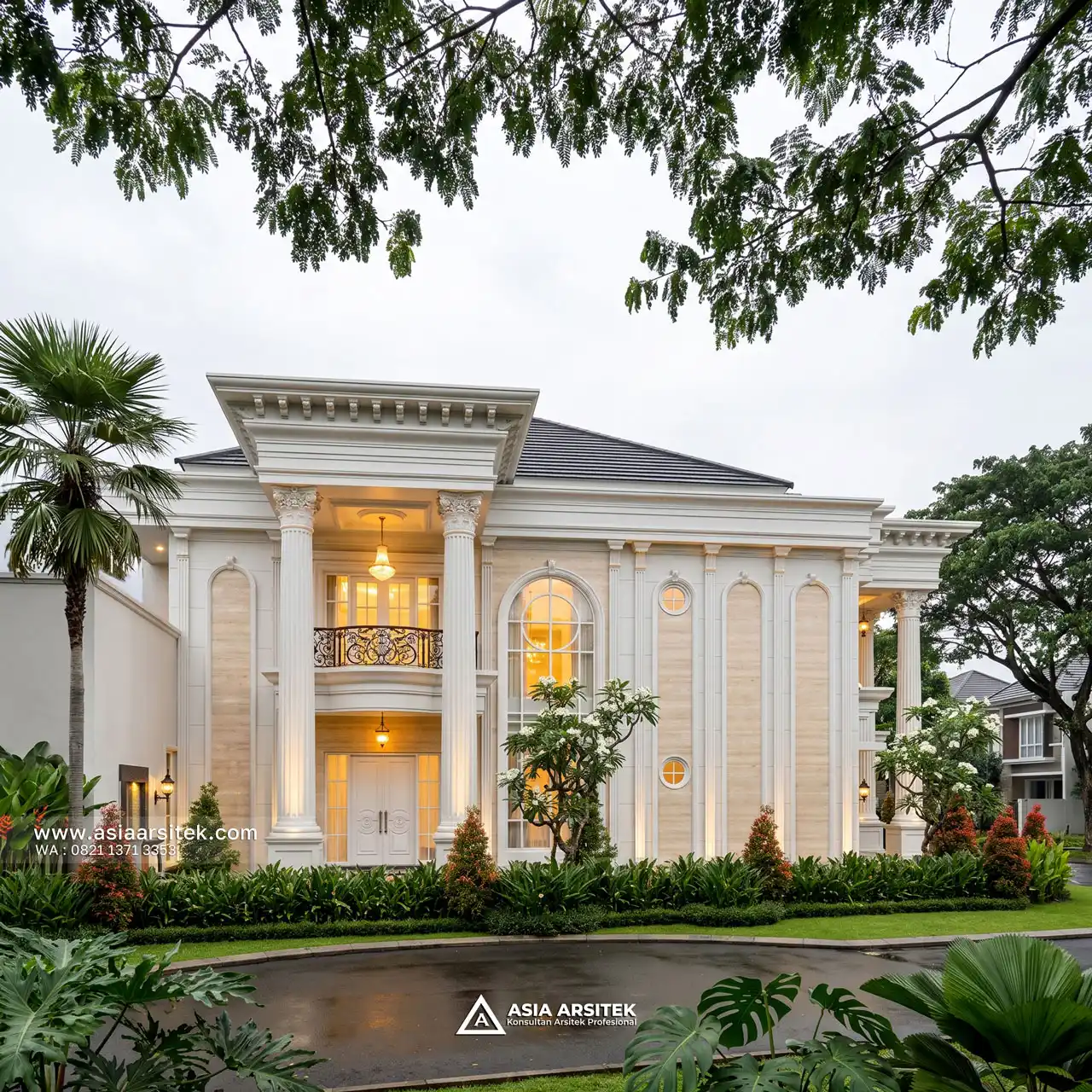 Jasa Desain Samping Rumah Klasik 2 Lantai Ibu SRC di Kota Cibubur Bekasi
