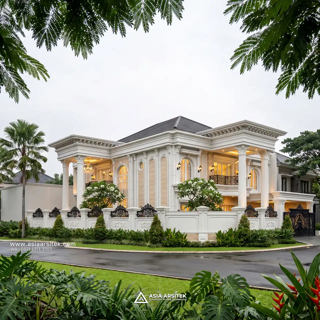Jasa Desain Tampak Hook Rumah Klasik 2 Lantai Ibu SRC di Kota Cibubur Bekasi