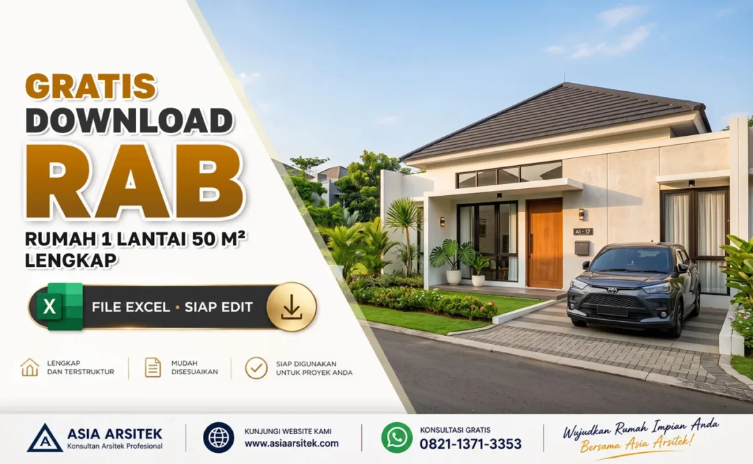RAB Rumah 1 Lantai 50 m² Lengkap
