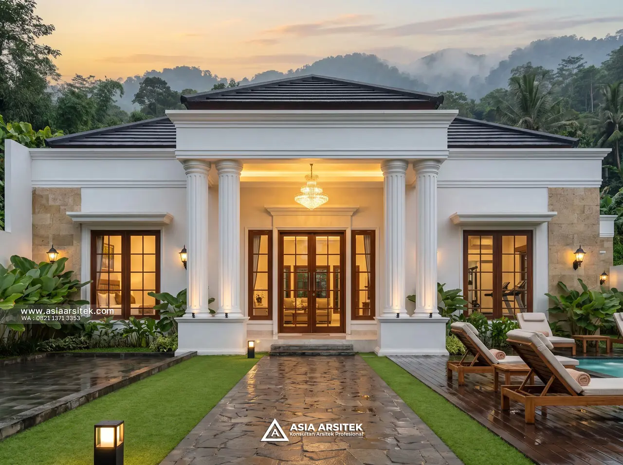 Desain Depan Wide Villa Mansion Mewah 1 Lantai Bapak H. EB di Banjarbaru