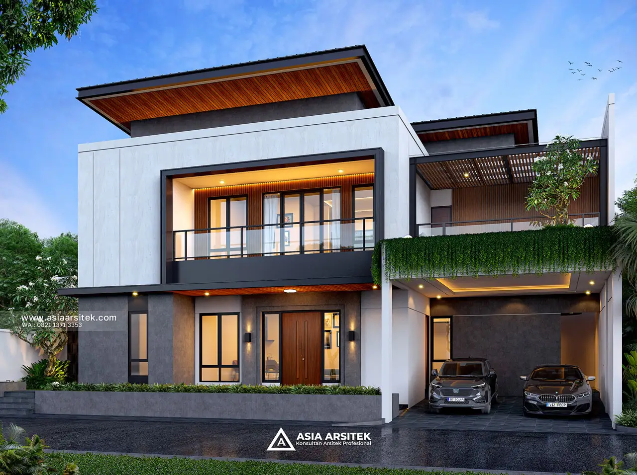 Desain Fasad Rumah Modern 2 Lantai Bapak HDR di Serang Banten