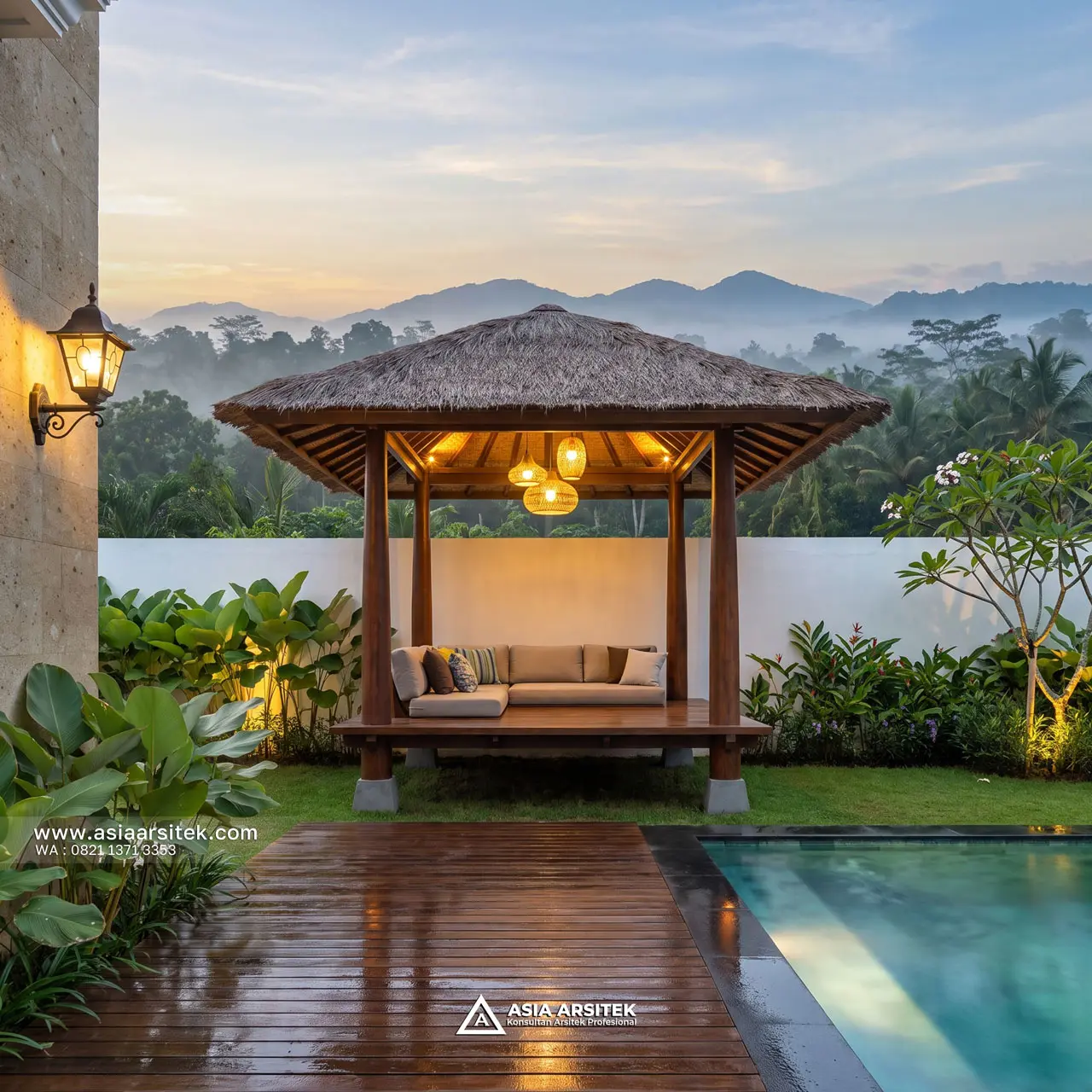 Desain Gazebo Villa Mansion Mewah 1 Lantai Bapak H. EB di Banjarbaru