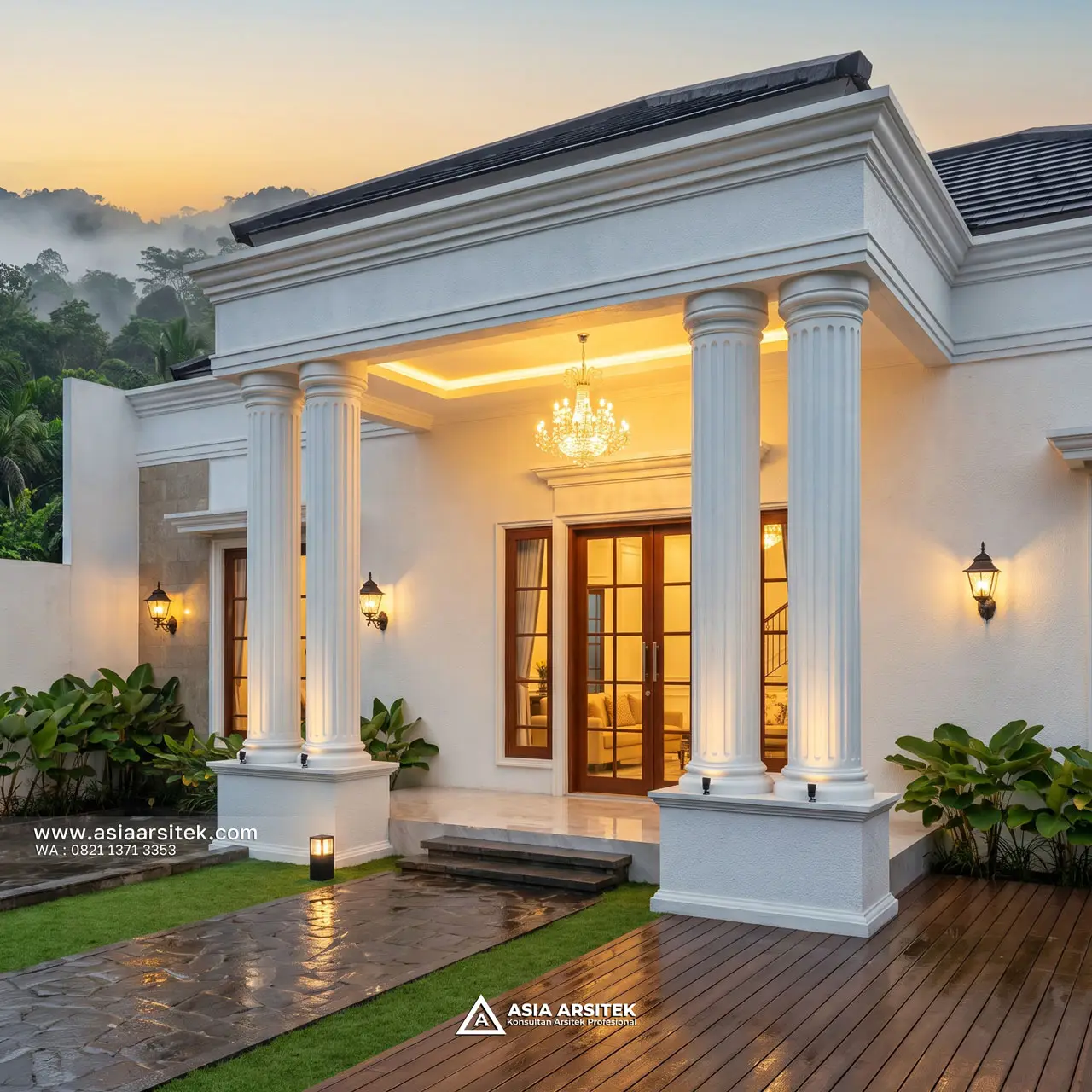 Desain Pilar Depan Villa Mansion Mewah 1 Lantai Bapak H. EB di Banjarbaru