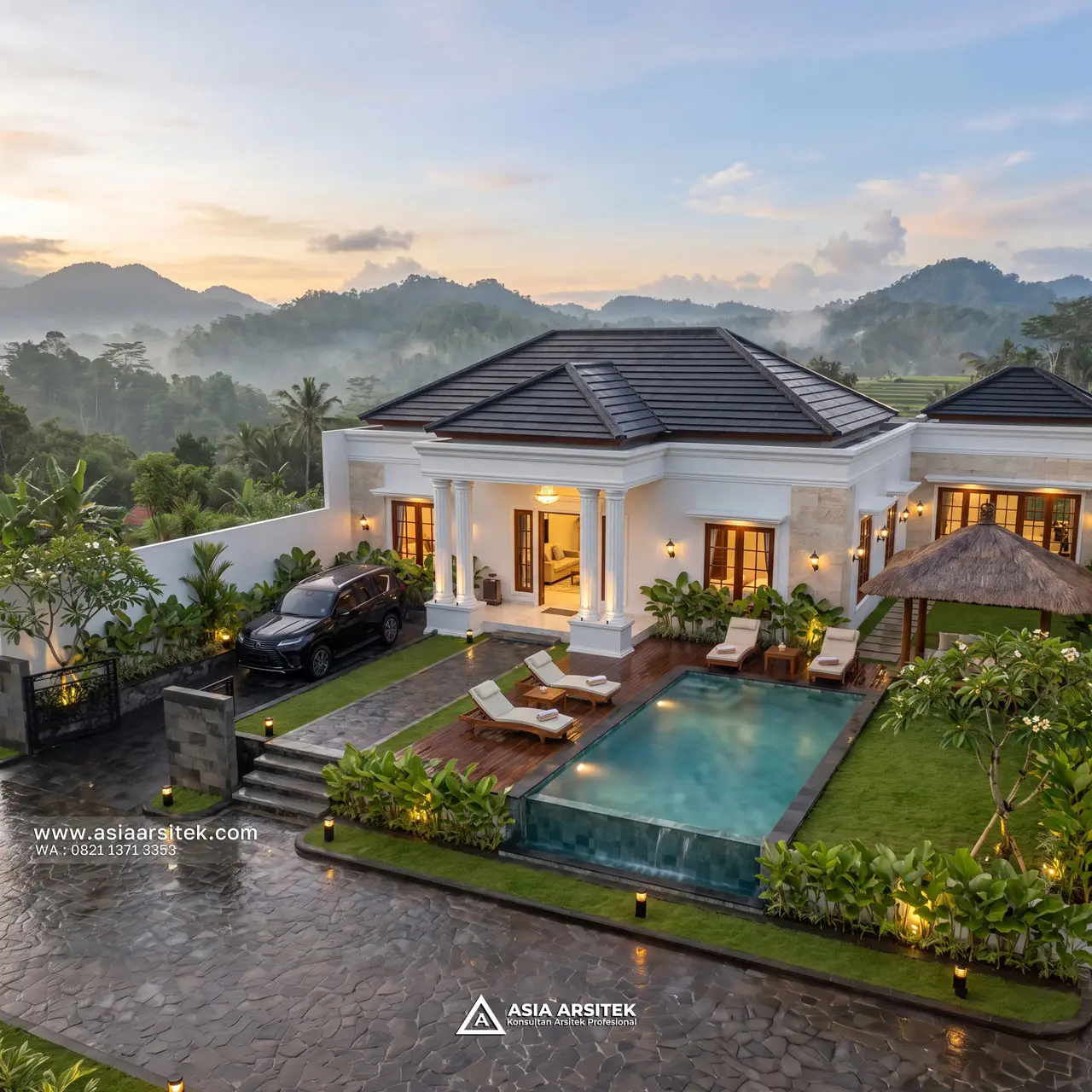 Desain Tampak Atas Villa Mansion Mewah 1 Lantai Bapak H. EB di Banjarbaru