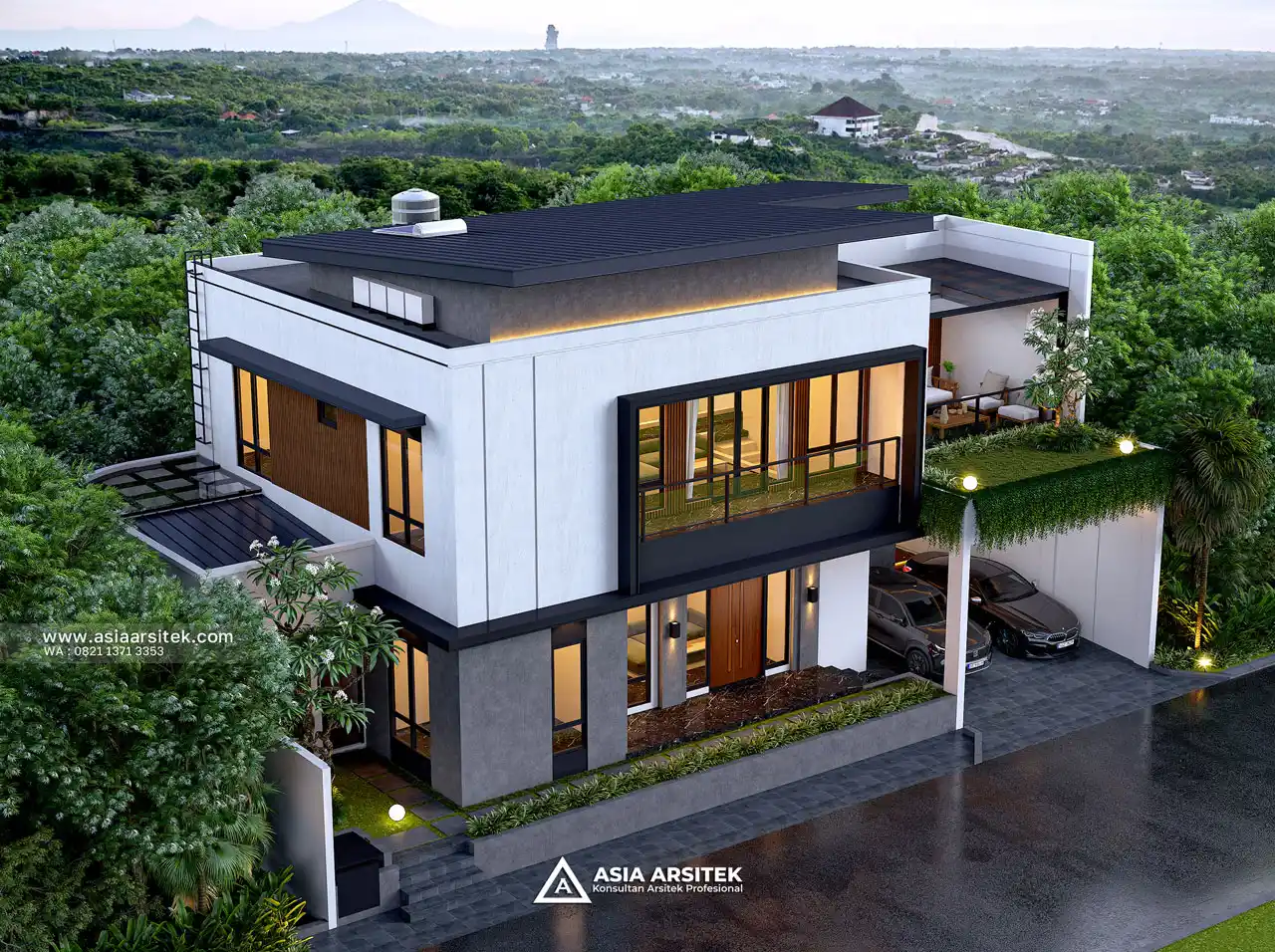 Desain View Atas Rumah Modern 2 Lantai Bapak HDR di Serang Banten