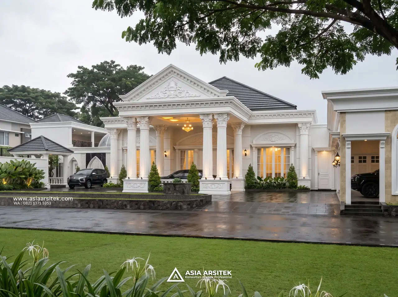 Jasa Desain Depan Rumah Klasik 1 Lantai 60x46 Meter Bapak ADR di Jambi
