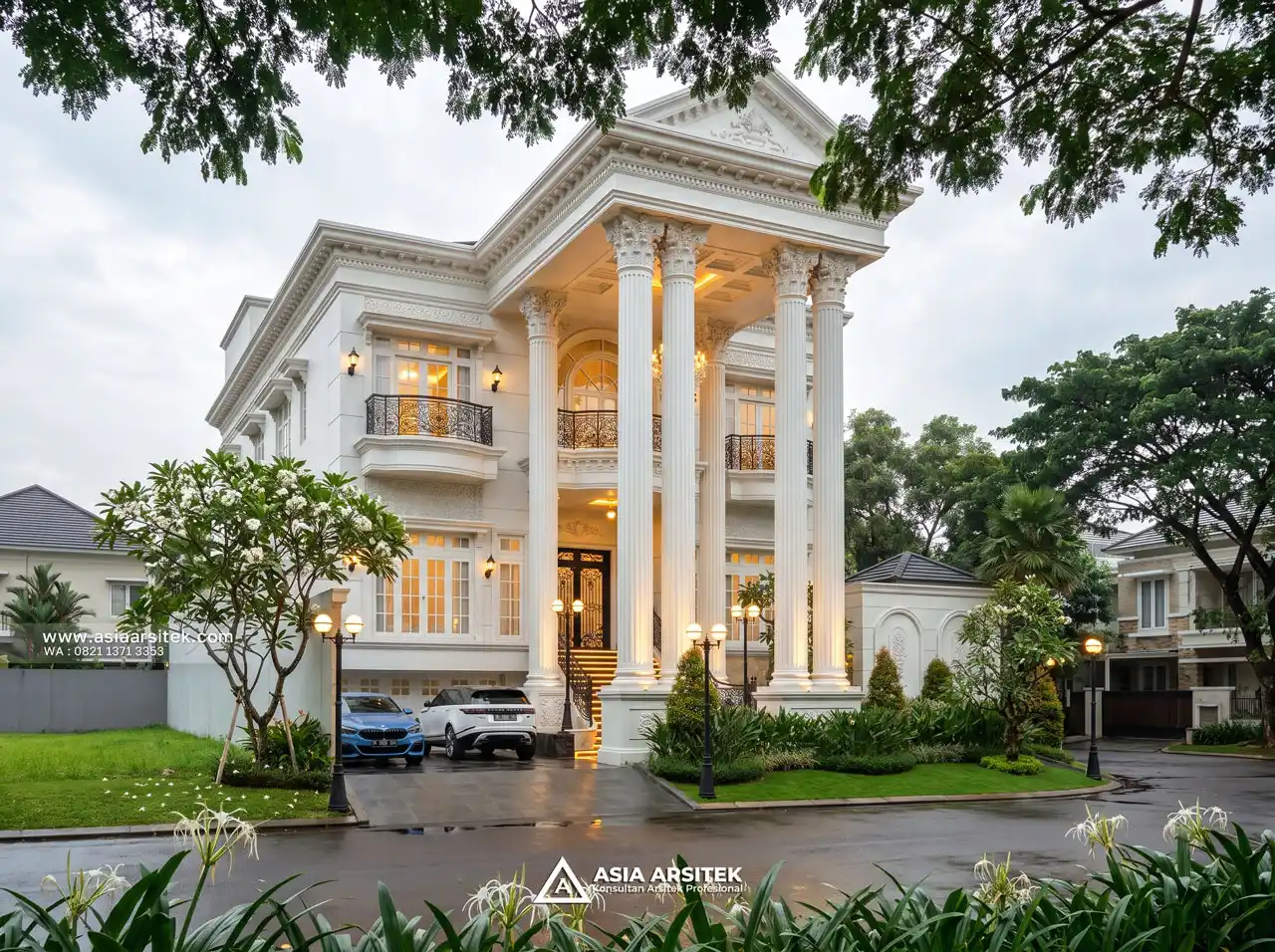 Jasa Desain Depan Rumah Klasik 3 Lantai Bapak LMN di Sentul City Bogor