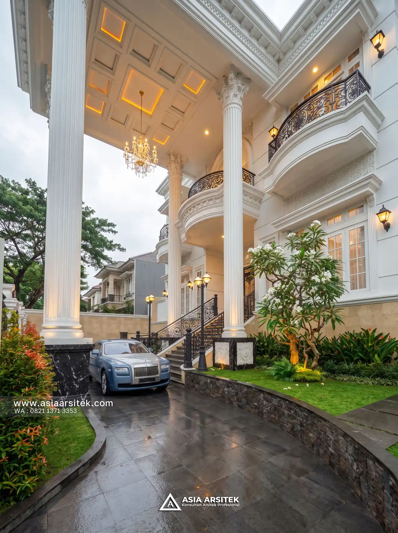 Jasa Desain Drop Off Rumah Klasik 3 Lantai Bapak LMN di Sentul City Bogor