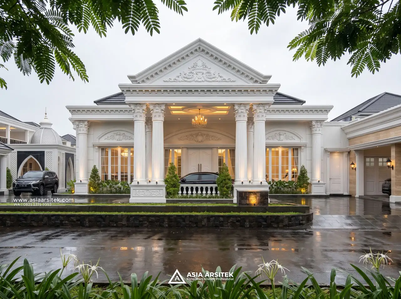 Jasa Desain Fasad Rumah Klasik 1 Lantai 60x46 Meter Bapak ADR di Jambi