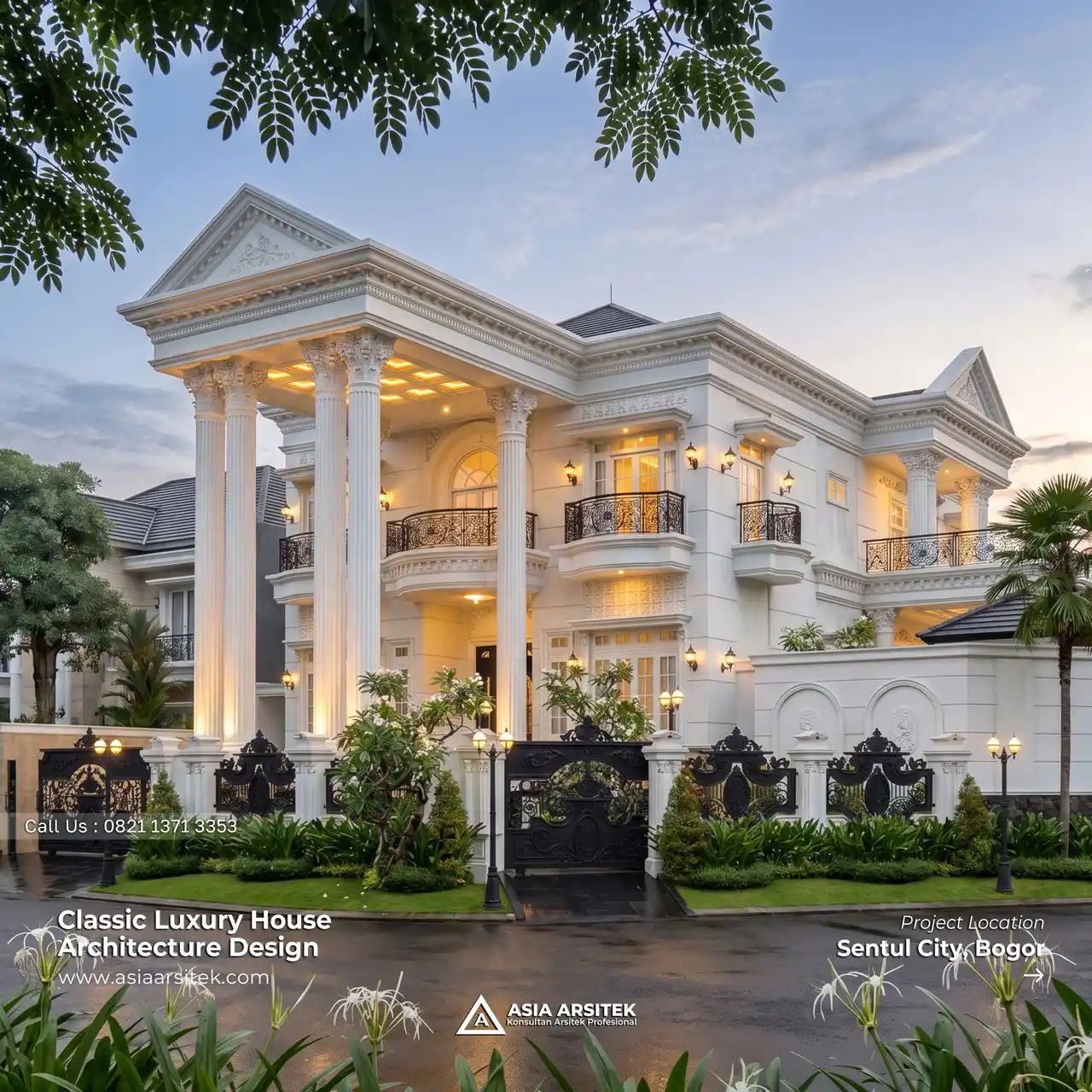 Jasa Desain Rumah Klasik 3 Lantai Bapak LMN di Sentul City Bogor Indonesia
