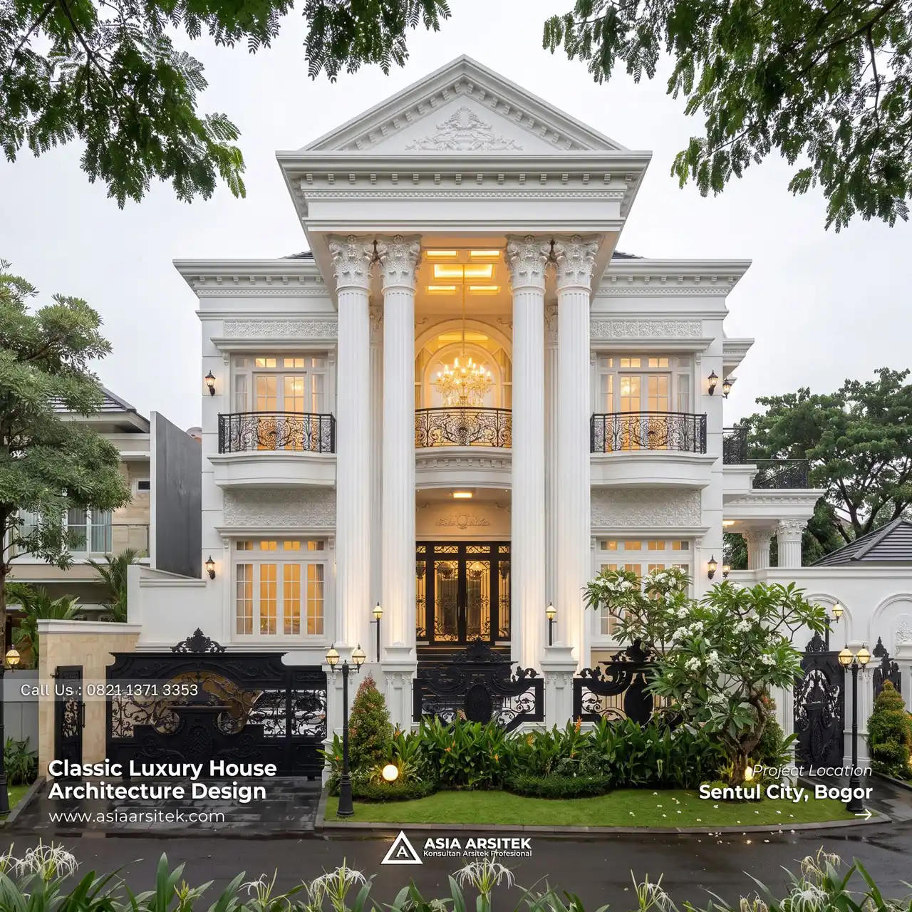 Jasa Desain Rumah Klasik 3 Lantai Bapak LMN di Sentul City Bogor Indonesia