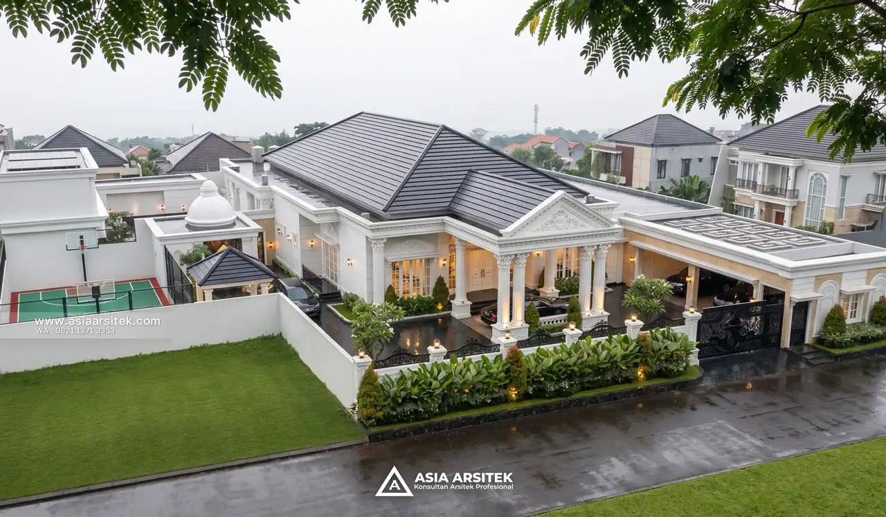 Jasa Desain Tampak Atas Rumah Klasik 1 Lantai 60x46 Meter Bapak ADR di Jambi