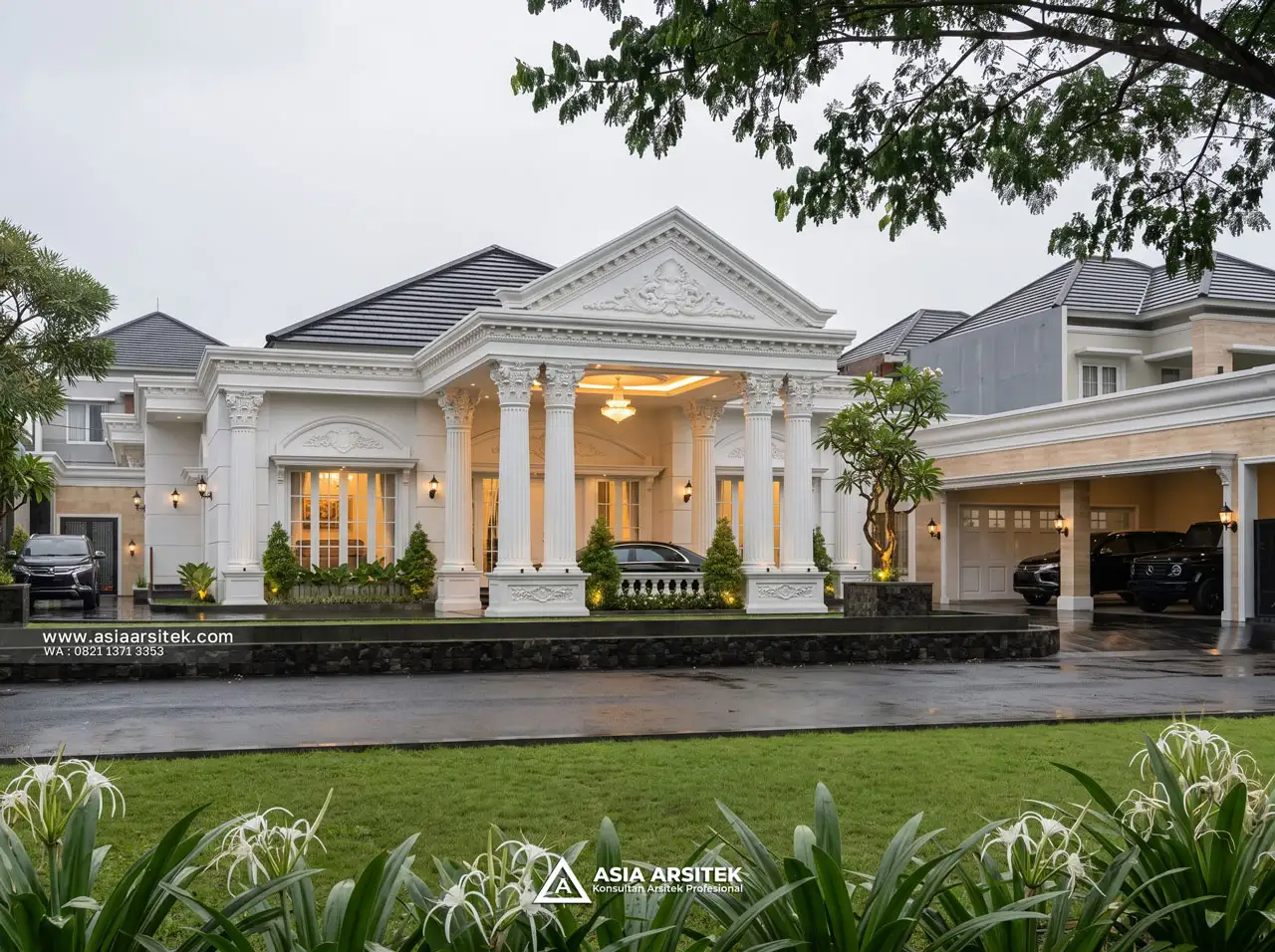 Jasa Desain View Depan Rumah Klasik 1 Lantai 60x46 Meter Bapak ADR di Jambi