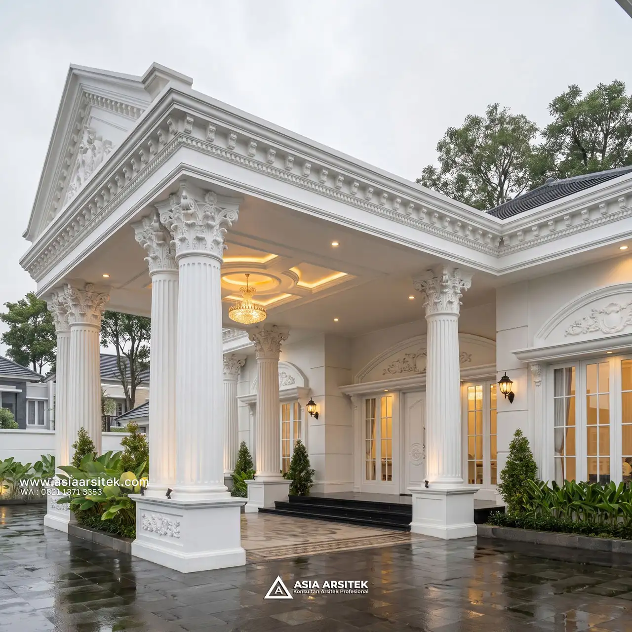 Jasa Desain View Drop Off Rumah Klasik 1 Lantai 60x46 Meter Bapak ADR di Jambi